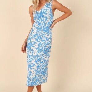 Petal & Pup Blue and White Sleeveless Midi Sundress